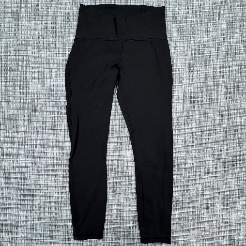 Lululemon Womens Leggings Size 6 Black Mesh Panel Cropped Athletic Yoga Pants